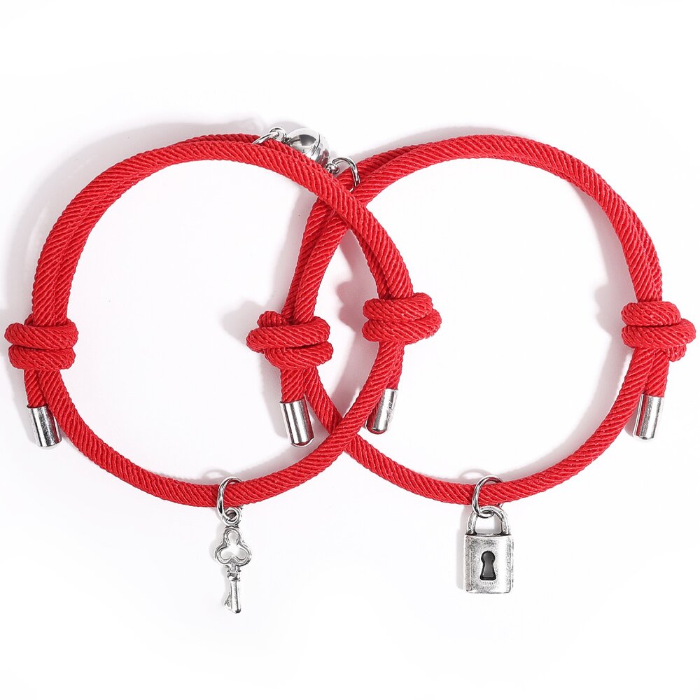 Couple Charm Bracelet For Women Magnetic Attraction Heart Key Lock Lin