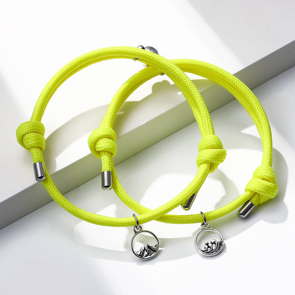 Glow in Dark Magnetic Bracelets for Couples Yellow / Adjust Size