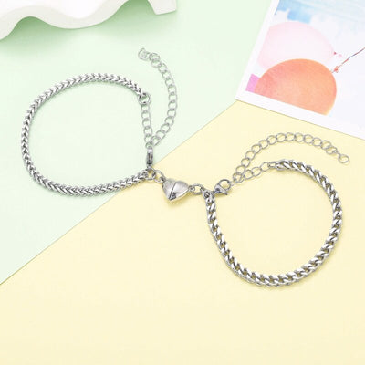 Elegant Heart Shaped Magnet Bracelet For Couples Stainless Steel Magne