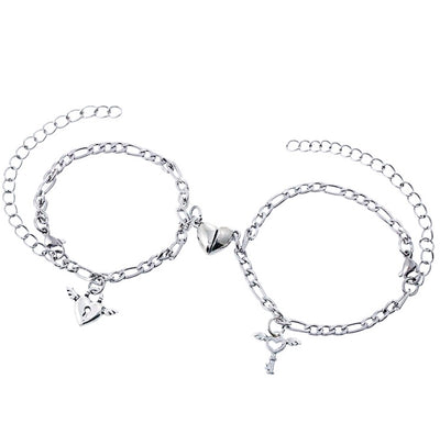 Magnetic Heart Key & Lock Bracelets